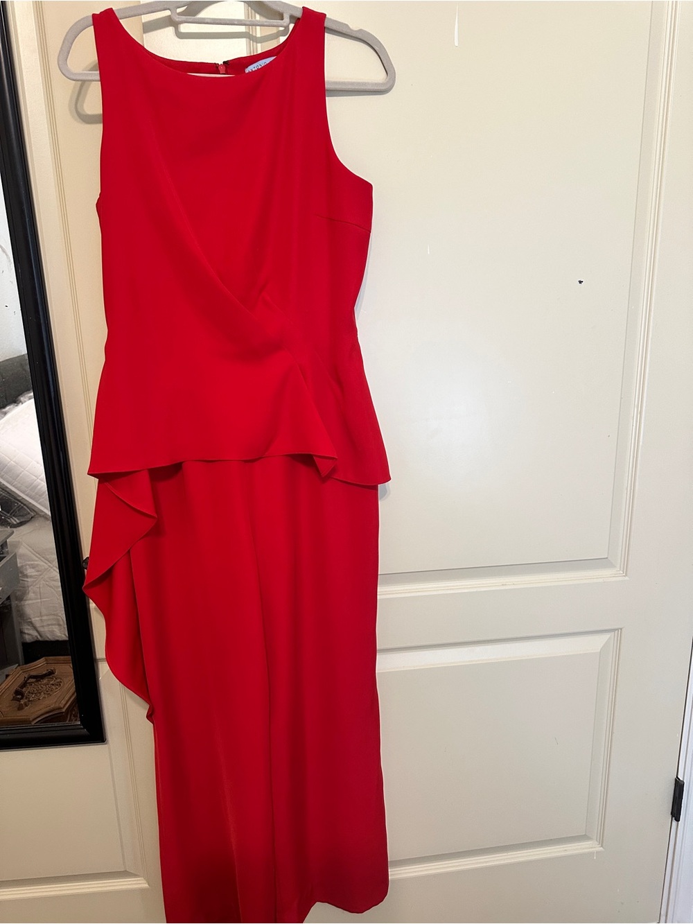 ANTONIO MELANI Red Sleeveless Peplum Maxi Dress